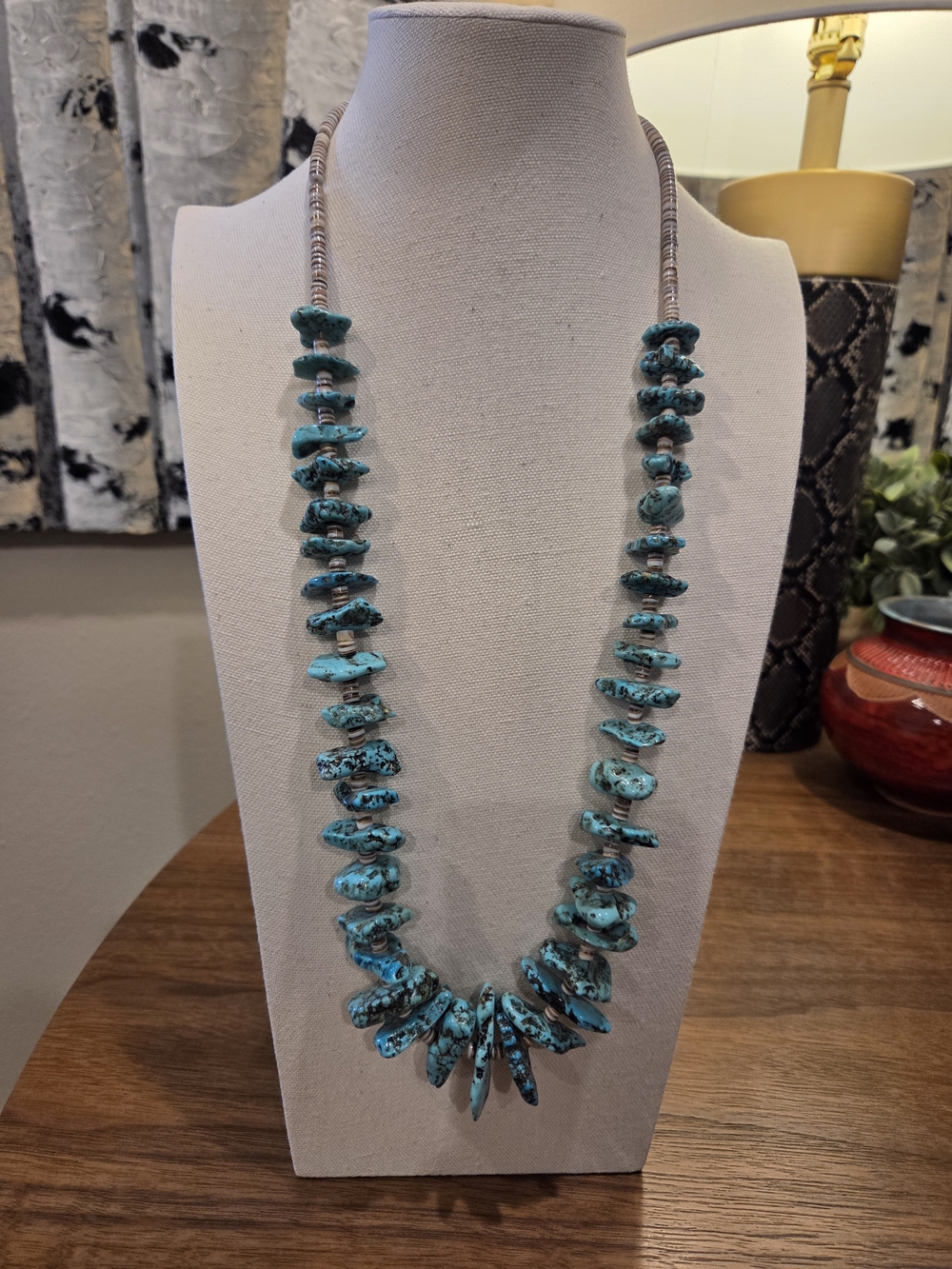Vintage Kingman Mine Turquoise Nuggets On Heishi